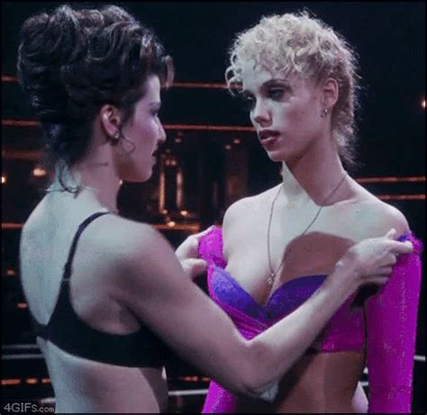 Gina Gershon Pulling Down Elizabeth Berkley S Shirt In A Very Dominant Way From Showgirls