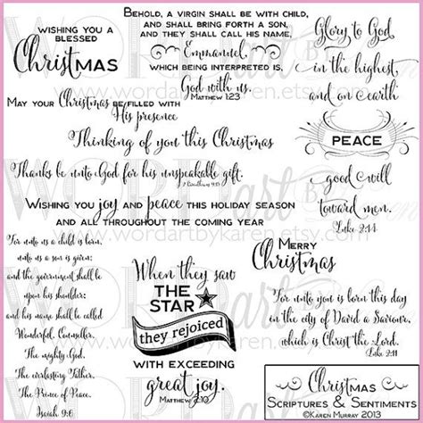 Christmas Scriptures And Card Sentiments Digital Wordart Christmas Card