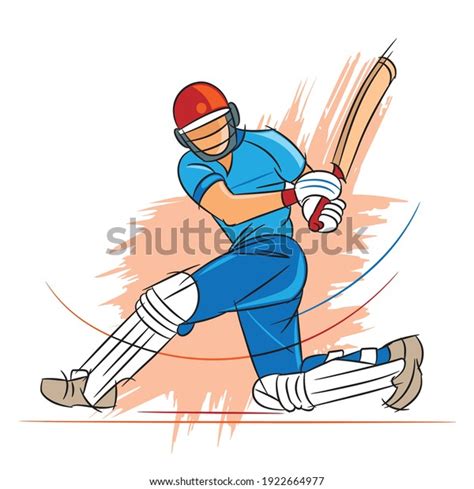 Cricket Players Playing Cricket Vector Illustration Stock Vector
