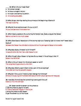 Page 1 answers (new) chapter 5: The Tragedy of Julius Caesar Test and Answer Key by The ...