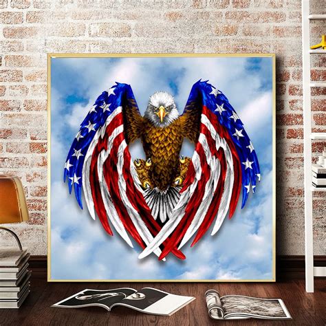 Diamond Painting Diy Full Round Drill American Flag Eagle