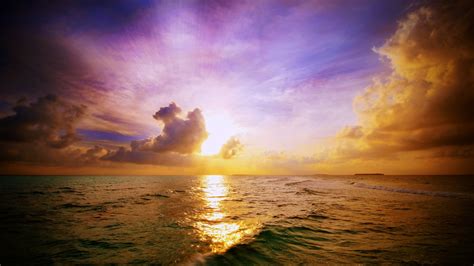 Sky Clouds Sunset Sunrise Sea Ocean Nature Earth