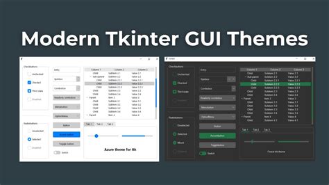 Modern Tkinter Guis With Themes Modern Python Gui Youtube