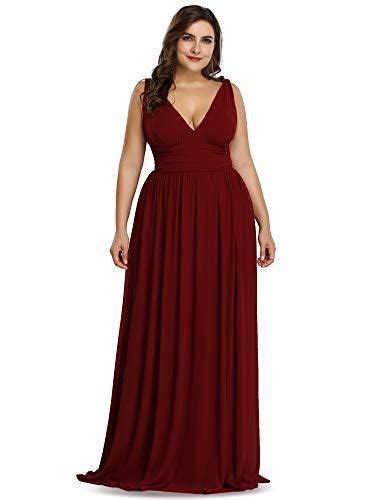 Ever Pretty Womens Plus Size Chiffon Double V Neck Semi Formal Evening