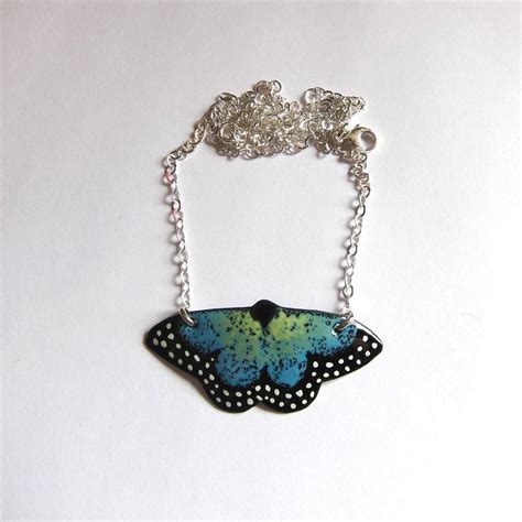 Enamel Butterfly Necklace On Sterling Silver Butterfly Necklace