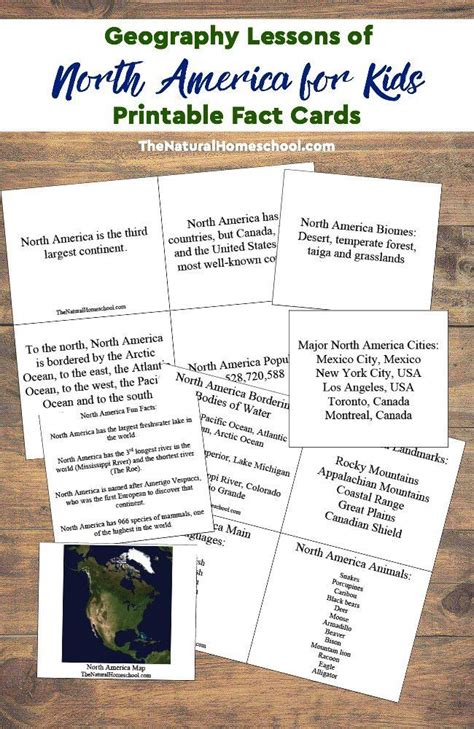 The North America Fact Cards With Text That Readsgeography Lessons Of