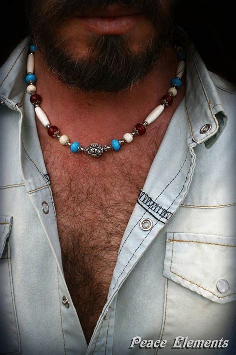 Bohemian Necklace For Men Mens Beaded Necklace Turquoise Etsy