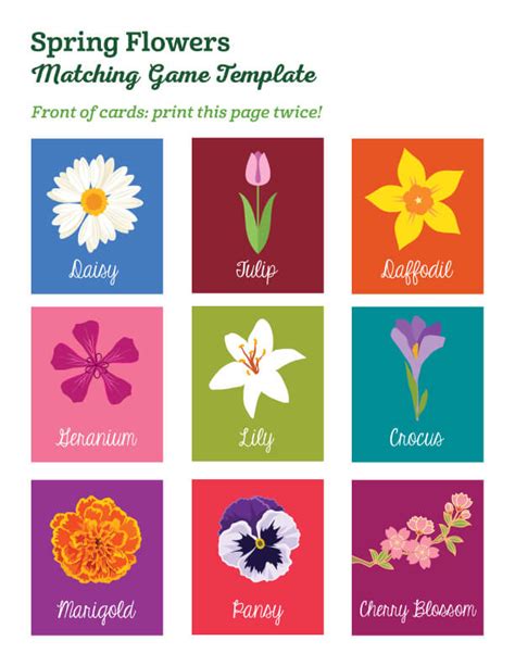 Printable Flower Matching Game