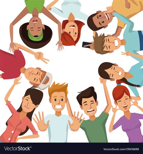 White Background With Colorful Group Of Friends Vector Image