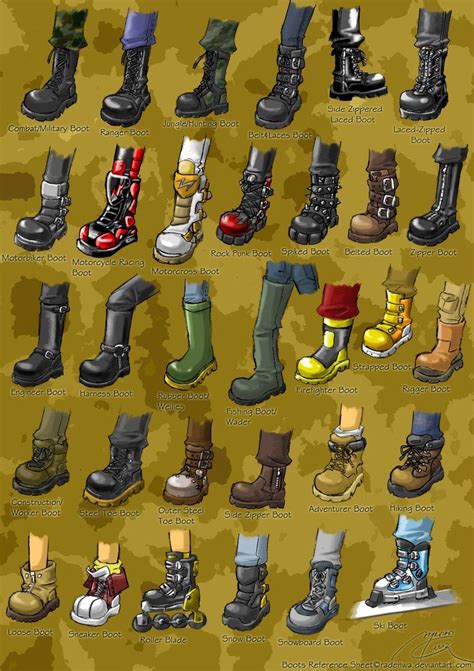 Boots Reference Sheet By Radenwa On Deviantart Drawing Reference