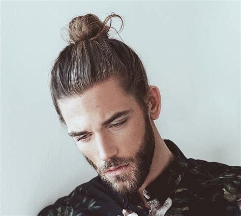 While the man bun tends to function best for men with thick hair, the actual length of the hair can range from medium length hair to long hair, and still provide enough to tie up. 21 Man Bun Styles