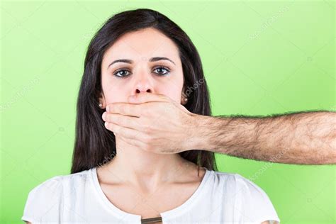 Man Covering Mouth Of Woman With Hands — Stock Photo © William87 38331685