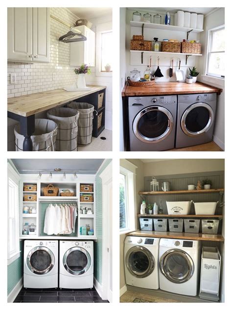 Budget laundry room makeover with white shiplap and diy stained wood shelves. DIY CRAFTS & MORE | Laundry room diy, Laundry room countertop