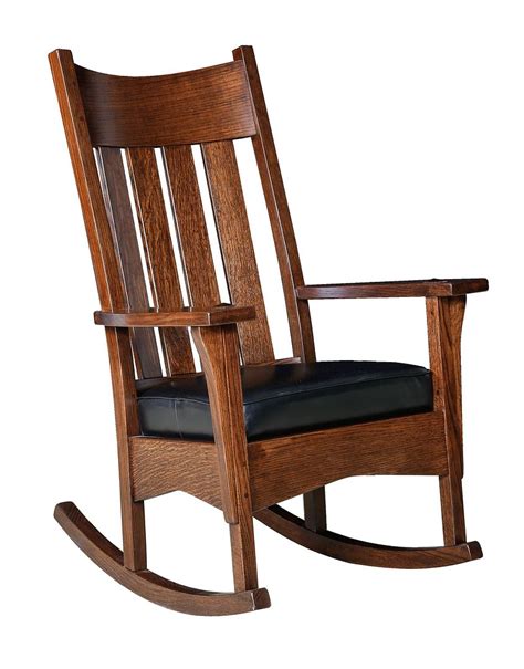 Amish Mission Craftsman Slat Back Solid Wood Rocking Chair Rocker