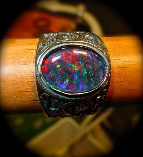 Mens Ring Unisex Vivid Fire Opal Ring Genuine By AmyKJewels Fire