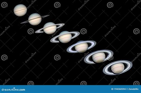 Planet Saturn In Different Phases Isolated Planet Saturn Outer Space