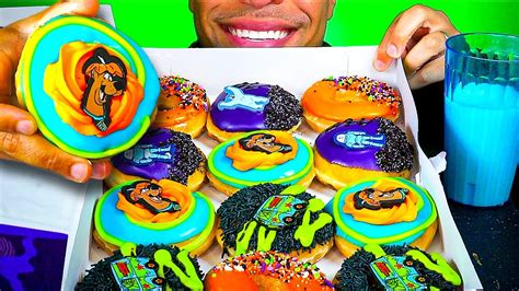 Asmr Donuts And Milk Mukbang Krispy Kreme Scooby Doo Mystery Pack