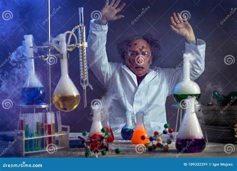 Sad Scientist In The Lab With A Failed Experiment Stock Image Image