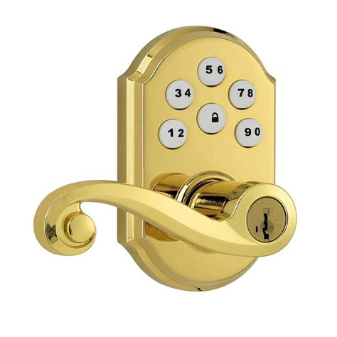 Kwikset Smartcode Polished Brass Electronic Lido Lever Featuring