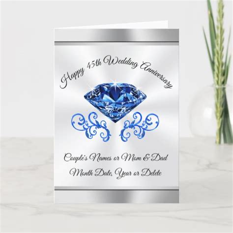 45th Sapphire Wedding Anniversary Card To A Very Special Couple On Your