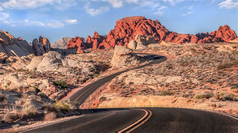 Road Mountain Desert Clouds Warm Colors Landscape Nevada Valley