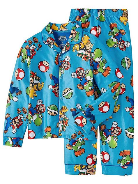 Super Mario 2 Pc Long Sleeve Coat Pajama Set Boy Size 67