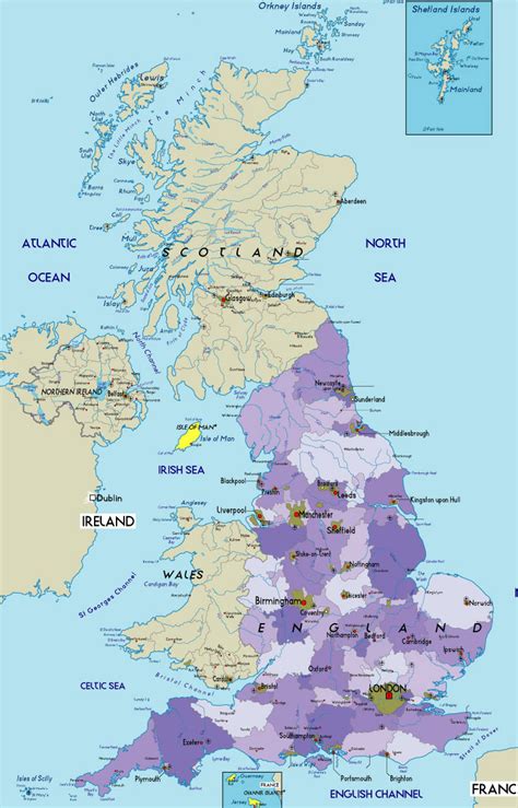 You're part of the global english diaspora but still haven't managed to visit your home? Large Map of England in the United Kingdom