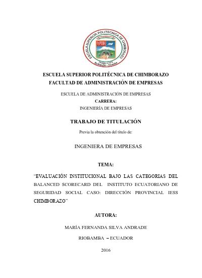 Evaluación Institucional bajo las categorías del Balanced Scorecard del Instituto Ecuatoriano de