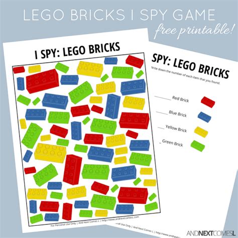LEGO Bricks Themed I Spy Game {Free Printable for Kids ...