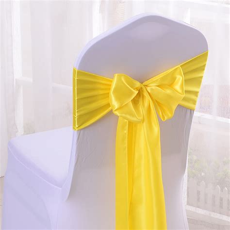 Wholesales 30pcs Yellow Satin Chair Bow Sashes Ribbon For Wedding