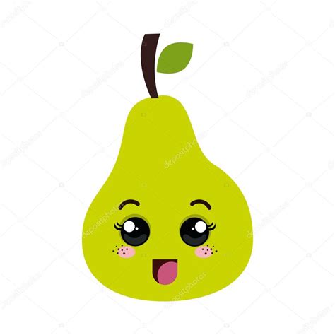 Luplupme.gmail.com kawaii alimentos vector emoticono carácter de frutas o verduras japonesas y plato emoji con salchichas de dibujos animados en japón restaurante ilustración conjunto de emociones faciales aisladas sobre fondo blanco Dibujos animados de pera kawaii — Archivo Imágenes ...