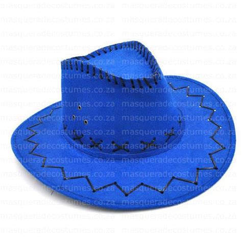 Faux Suede Blue Cowboy Hat Masquerade Costume Hire