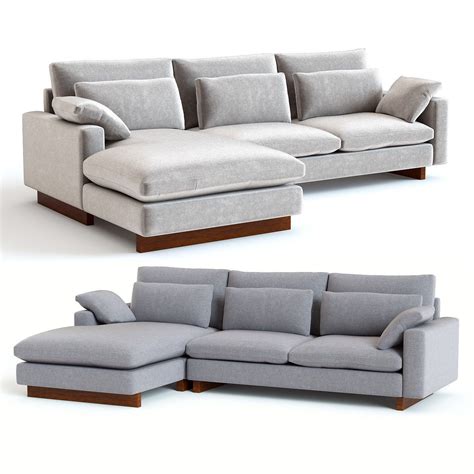 Engineered hardwood frame with slot + tenon. West Elm Harmony Sectional 3D model | CGTrader