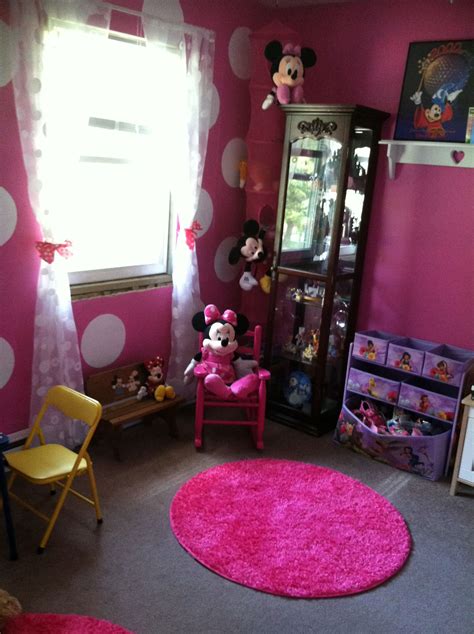 Comparison shop for minnie mouse bedroom furniture home in home. Minnie Mouse theme pink walls with one wall having white ...