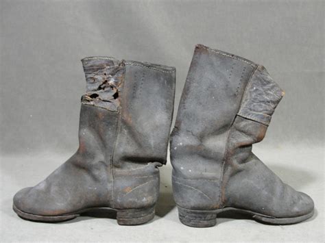 Mid 19thc Antique Civil War Period Square Toed Childs Soldier Boots Nr