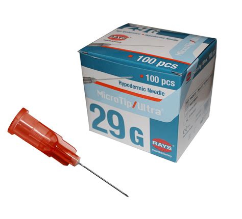 29g Hypodermic Needle 033mm X 13mm Red 29g X 12 Inch Rays Micro