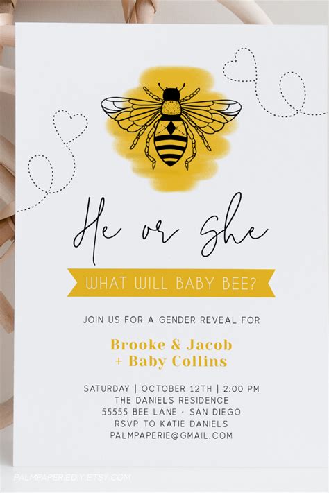 Bee Gender Reveal Invitation What will baby bee Invite | Etsy | Bee gender reveal, Gender reveal ...