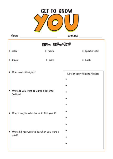 17 Printable Getting To Know You Worksheets Free Pdf At