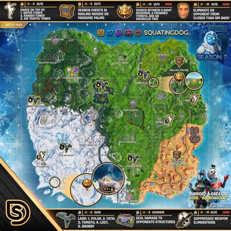 Fortnite Season 7 Week 5 Challenges Battle Star Treasure Map Dancing