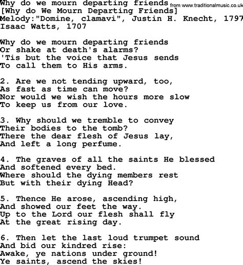 Old English Song Lyrics For Why Do We Mourn Departing Friends With Pdf