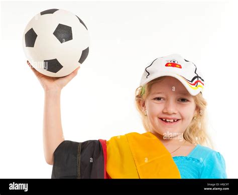 Model Released Maedchen Als Deutschlandfan Fussballfan Soccer Fan