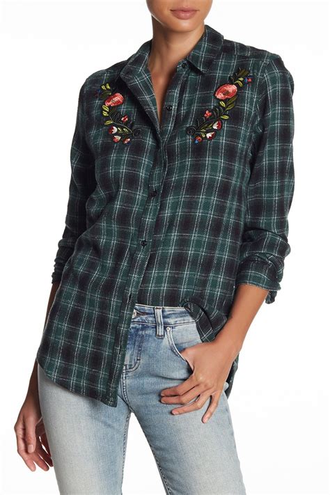 Abound Embroidered Plaid Flannel Shirt Plaid Flannel Shirt Flannel