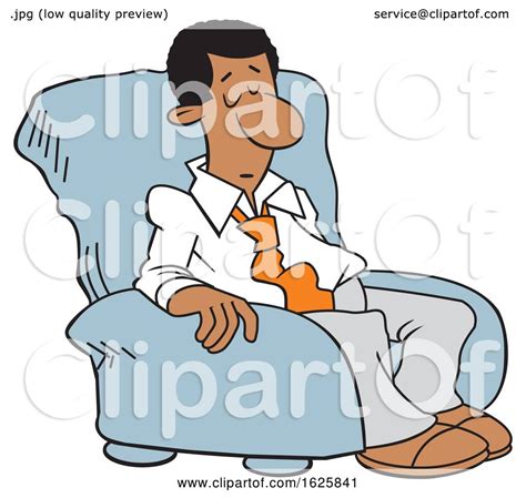 Cartoon Sleepy Black Business Man In A Chair By Johnny Sajem 1625841