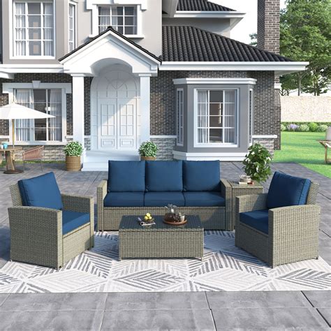 Highsound 5 Pieces Patio Furniture Sectional Setsoutdoor All Weather
