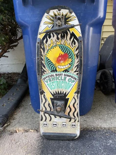 Rare Vintage 1990 Bart Simpson Skateboard Vehicle Of Destruction Deck