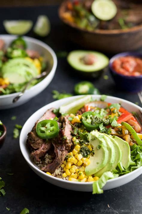 Acorn squash fajita bowls may appear to be a complicated or lengthy meal to pull off, but no fear— everything is cooked on the same sheet pan! Steak Fajita Burrito Bowls | Easy Healthy Recipes