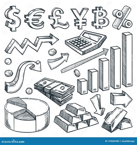 Currency Money Financial Graph And Diagram Business Icons Investment
