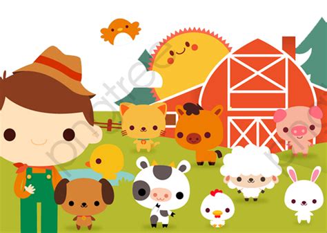 Girl Cartoon Farm Animals, Hand Painted Illustration, Creative