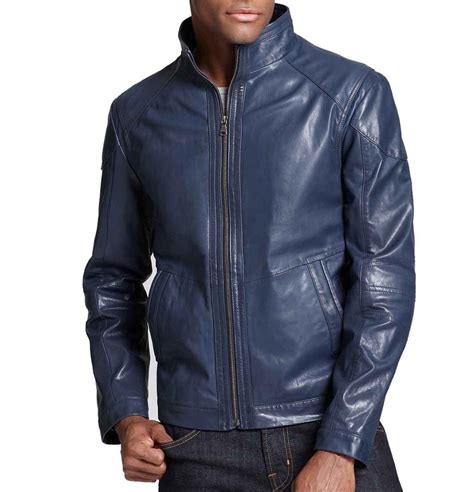 Men Navy Blue Leather Jacket Men Navy Blue Biker Jacket Leather Jackets For Men Mens Clothing