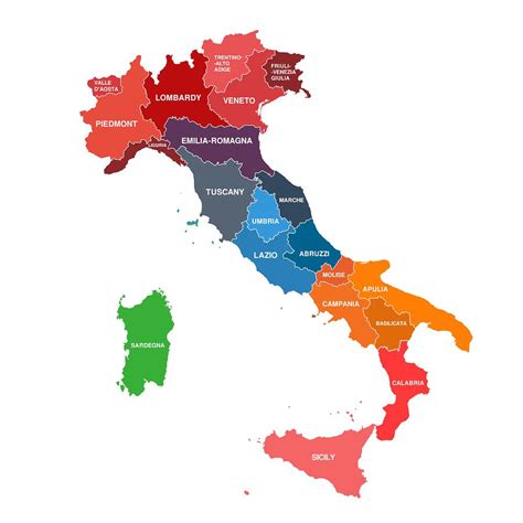 Regioni Mappa Di Italia Mappa Delle Regioni Italia Colore Immagini